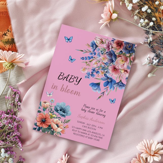 Baby i Bloom Blommigt Baby Shower - Pastel Flowers Inbjudningar (Skapare uppladdad)