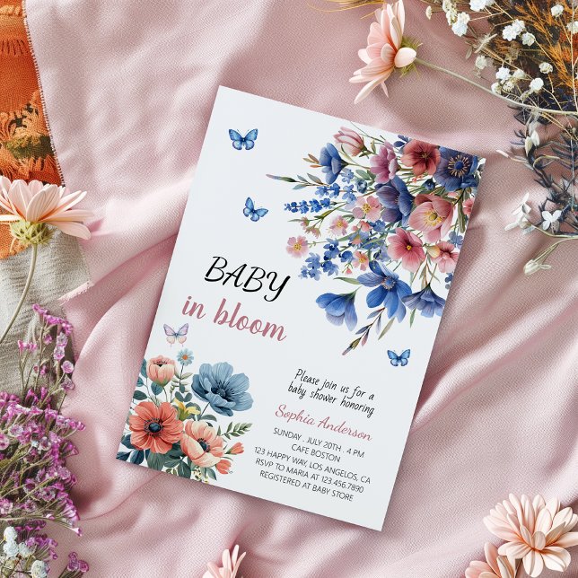 Baby i Bloom Blommigt Baby Shower - Pastel Flowers Inbjudningar (Skapare uppladdad)