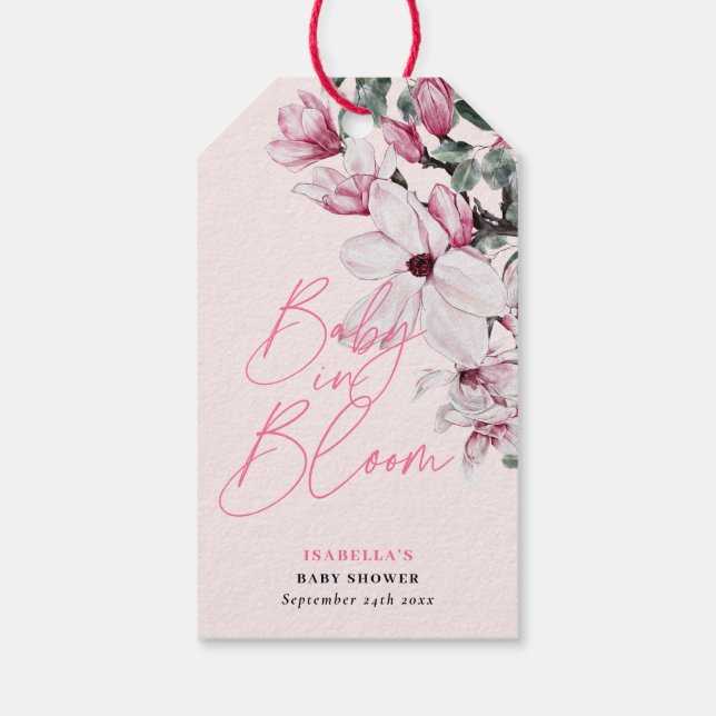 Baby i Bloom Blommigt Baby Shower Tack Presentetikett (Baksidan)