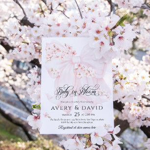 Baby i Bloom Blommigt Bow Vår Girl Baby Shower Inbjudningar