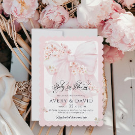 Baby i Bloom Blommigt Bow Vår Girl Baby Shower Inbjudningar