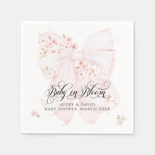 Baby i Bloom Blommigt Bow Vår Girl Baby Shower Pappersservett