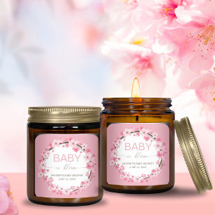 Baby i Bloom Blommigt Cherry Blommar Fyrkantigt Klistermärke