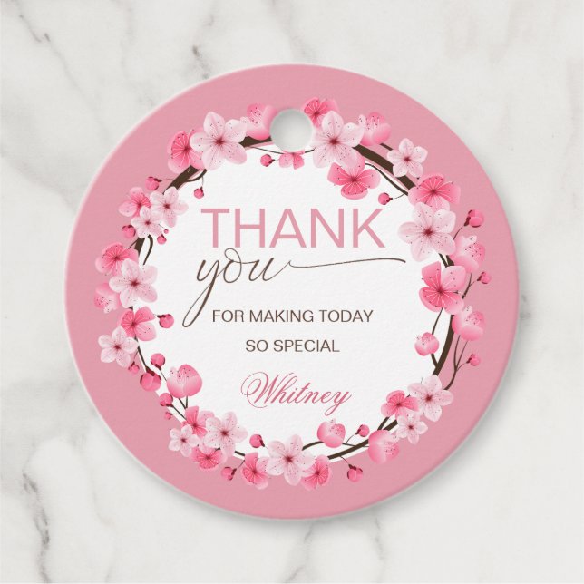 Baby i Bloom Blommigt Cherry Blommar Gåvor Etiketter (Framsida)