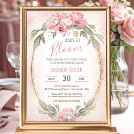 Baby i Bloom Blommigt Elegant Rosa Girl Baby Showe Inbjudningar