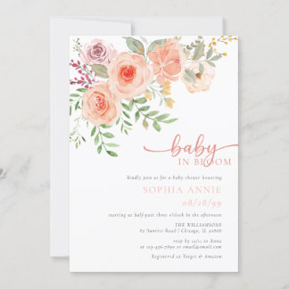 Baby i Bloom | Blommigt för  och skalbar Vår Inbjudningar