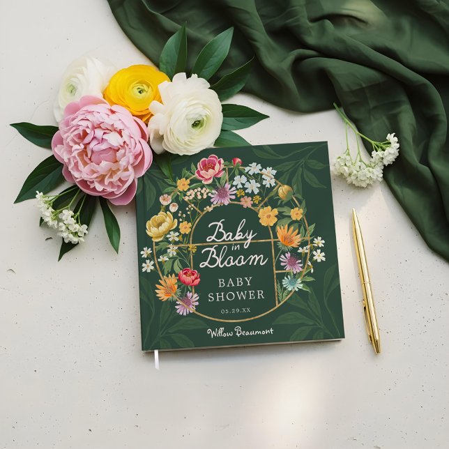 Baby i Bloom Blommigt Garden Greenhouse Baby Showe Gästböcker (Baby in Bloom Floral Garden Greenhouse Baby Shower Guest Book)