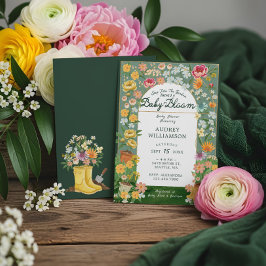 Baby i Bloom Blommigt Garden Greenhouse Baby Showe Inbjudningar