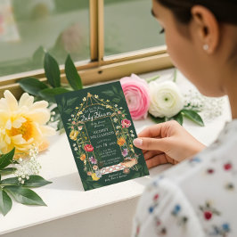 Baby i Bloom Blommigt Garden Greenhouse Baby Showe Inbjudningar