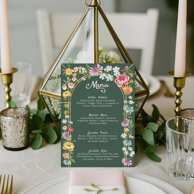 Baby i Bloom Blommigt Garden Greenhouse Baby Showe Meny (Baby in Bloom Floral Garden Greenhouse Baby Shower Menu)