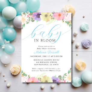 Baby i Bloom Blommigt Garden Pojke Shower Inbjudningar