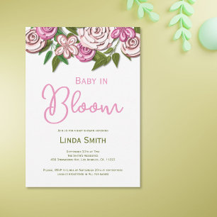 Baby i Bloom Blommigt Girl Baby Shower-inbjudan Inbjudningar