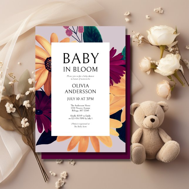 Baby i Bloom Blommigt Girl Baby Shower Inbjudningar (Skapare uppladdad)