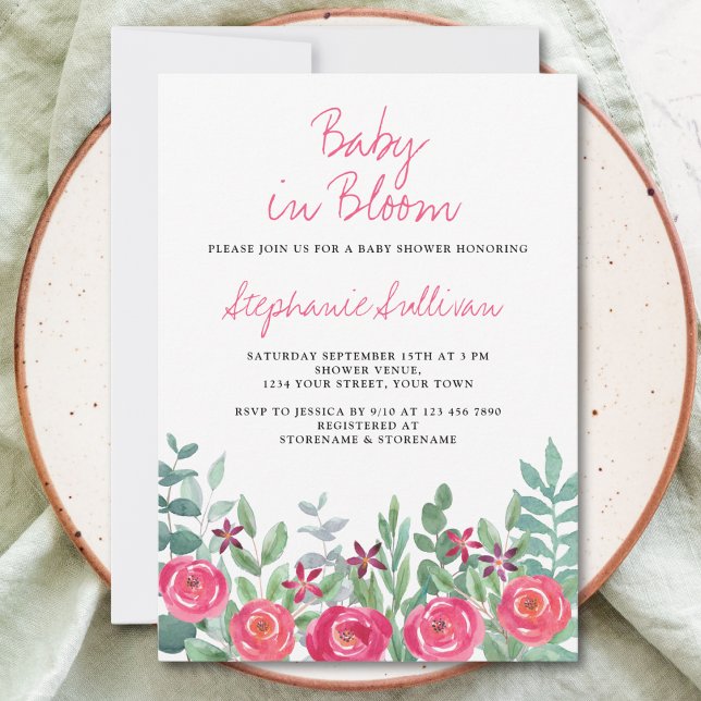 Baby i Bloom Blommigt Girl Baby Shower Inbjudningar (Skapare uppladdad)