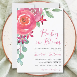 Baby i Bloom Blommigt Girl Baby Shower Inbjudningar