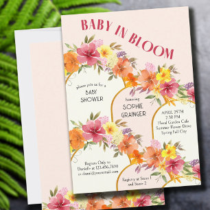Baby i Bloom Blommigt Guld Arch Girl Baby Shower Inbjudningar