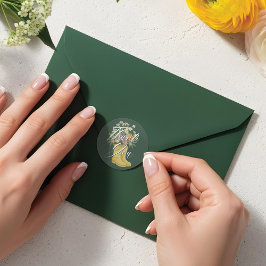 Baby i Bloom Blommigt Gult Reain Boot Tack Runt Klistermärke