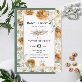 Baby i Bloom Blommigt Neutralt Baby Shower Bröllop Inbjudningar