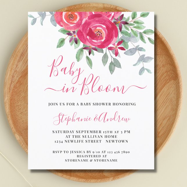 Baby i Bloom Blommigt Par Baby Shower vycard Inbjudan Vykort (Skapare uppladdad)
