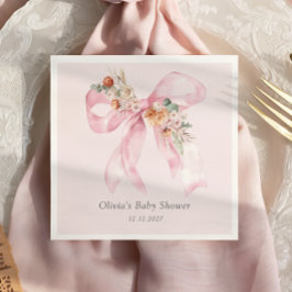 Baby i Bloom Blommigt Rosa Bow Baby Shower Pappersservett