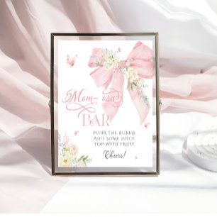 Baby i Bloom Blommigt Rosa Bow Mamma-osa Pub Poster
