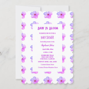 Baby i Bloom Blommigt Rosa Petunia Baby Shower Gir Inbjudningar