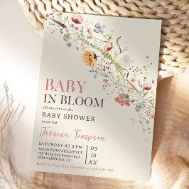 Baby i Bloom Blommigt Vår Baby Shower Inbjudningar