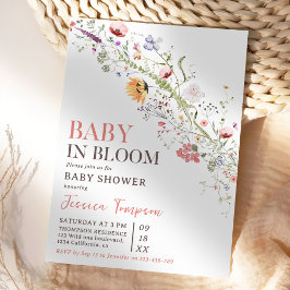 Baby i Bloom Blommigt Vår Baby Shower Inbjudningar