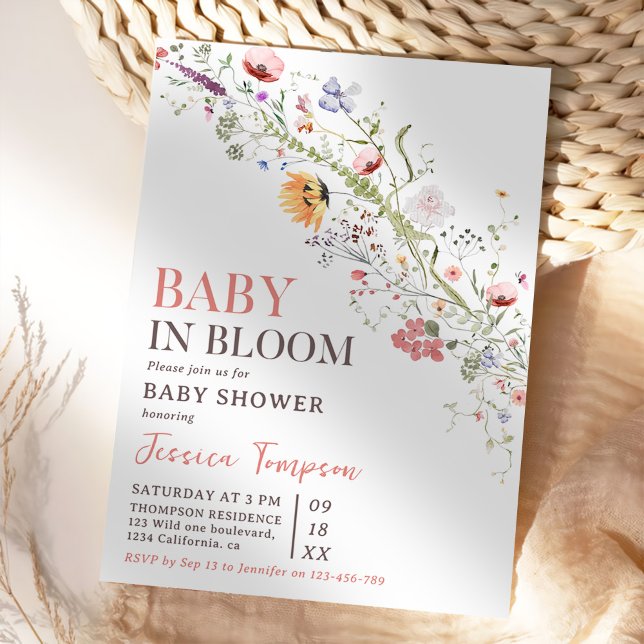 Baby i Bloom Blommigt Vår Baby Shower Inbjudningar (Skapare uppladdad)