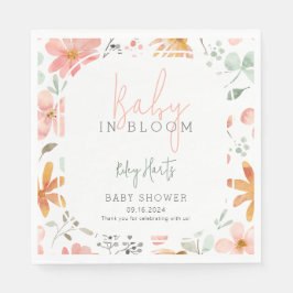 Baby i Bloom Blommigt Vår Baby Shower Pappersservett