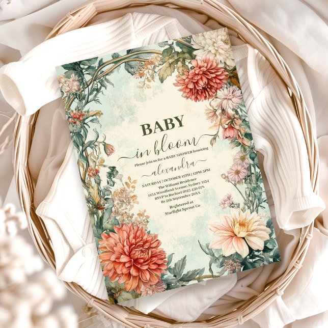 Baby i Bloom Blommigt Wildblomma Baby Shower Inbjudningar (Skapare uppladdad)
