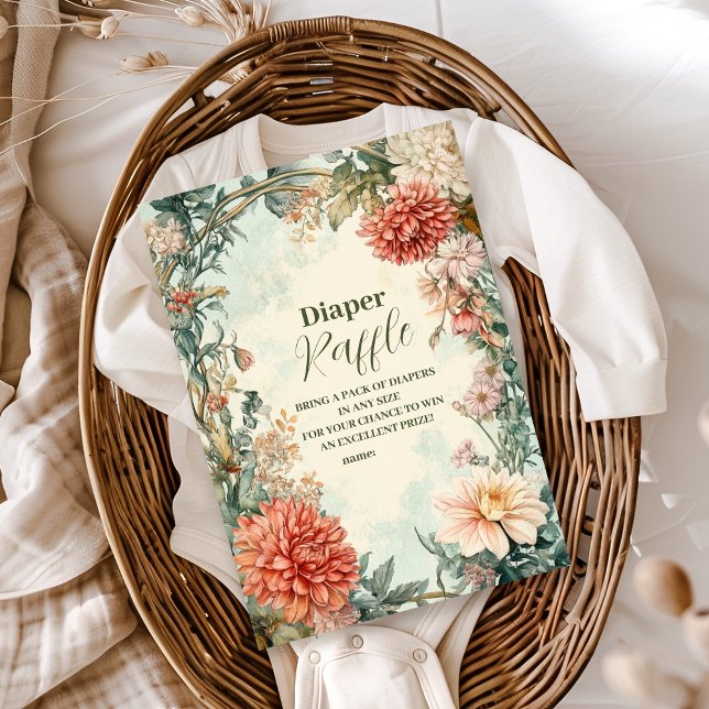 Baby i Bloom Blommigt Wildblomme Diapper Raffle Tilläggskort (Skapare uppladdad)