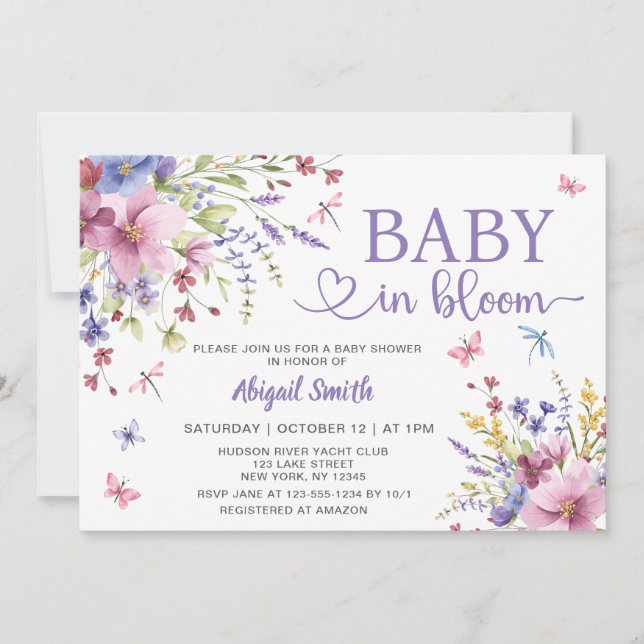 BABY I BLOOM BLOMMIGT WILDFLOWERS BABY SHOWER INBJUDNINGAR (Framsida)