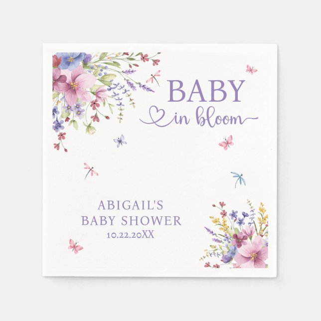 BABY I BLOOM BLOMMIGT WILDFLOWERS BABY SHOWER PAPPERSSERVETT (Framsidan)