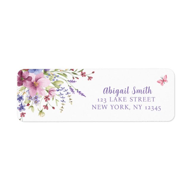 BABY I BLOOM BLOMMIGT WILDFLOWERS BABY SHOWER RETURADRESS ETIKETT (Framsidan)
