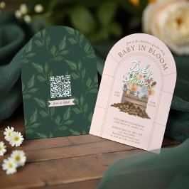 Baby i Bloom Blommigt Wood Låda Garden Baby Shower Inbjudningar