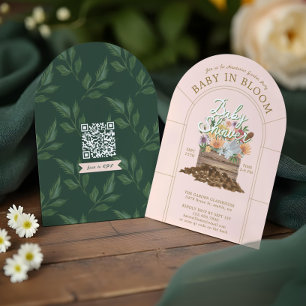 Baby i Bloom Blommigt Wood Låda Garden Baby Shower Inbjudningar