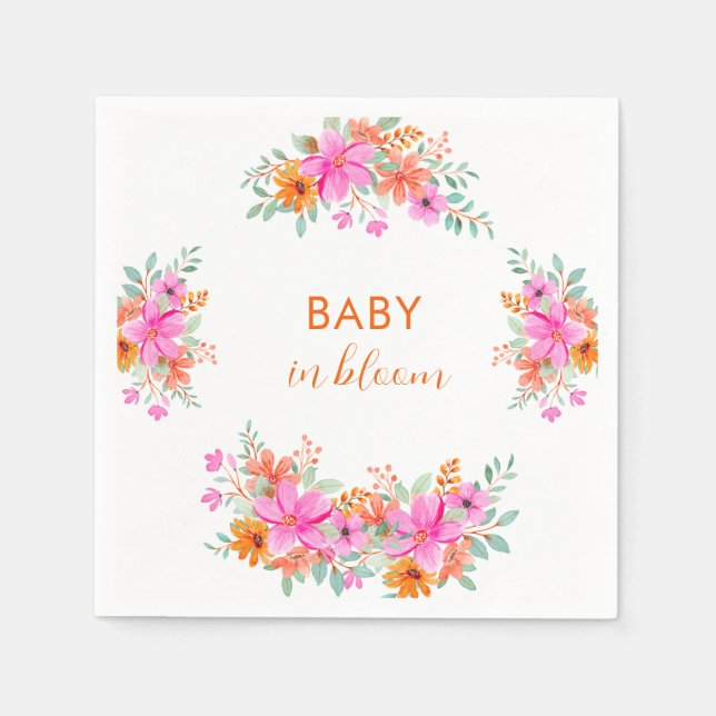 Baby i Bloom-blommigtens ljusa sommardusch Pappersservett (Framsidan)