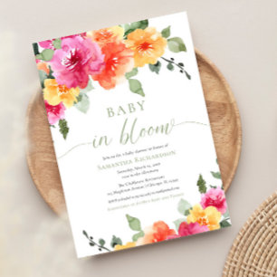 Baby i Bloom-blommigtens ljusa sommardusch vår Inbjudningar