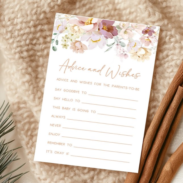 Baby i Bloom Blommigts Adress och Önskemål Game (Spring Wildflower Baby Shower Advice and Wishes Game)