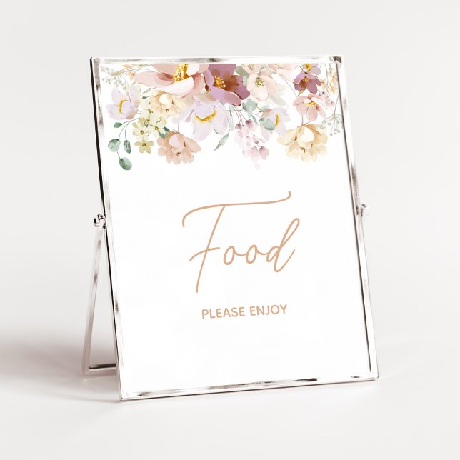 Baby i Bloom Blommigts Baby Shower Food Poster (Spring Wildflower Baby Shower Food Sign)