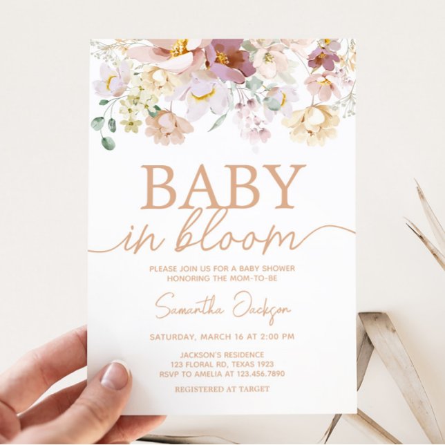 Baby i Bloom Blommigts Baby Shower Inbjudningar (Spring Wildflower Baby Shower Invitation)