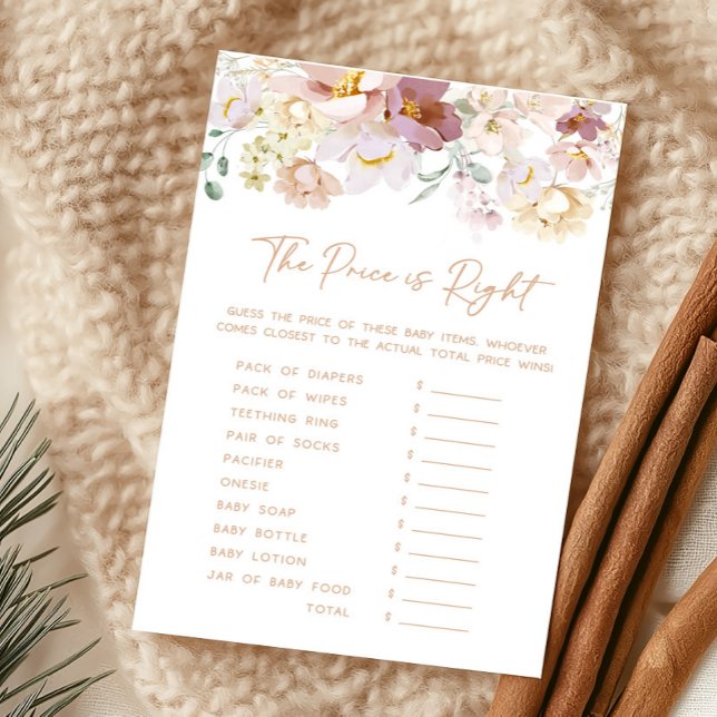 Baby i Bloom Blommigts Pris är Högernas spel (Spring Wildflower Baby Shower The Price is Right Game)