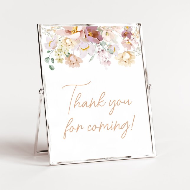 Baby i Bloom Blommigts Tack för att du kom Poster (Spring Wildflower Baby Shower Thank you for Coming Sign)