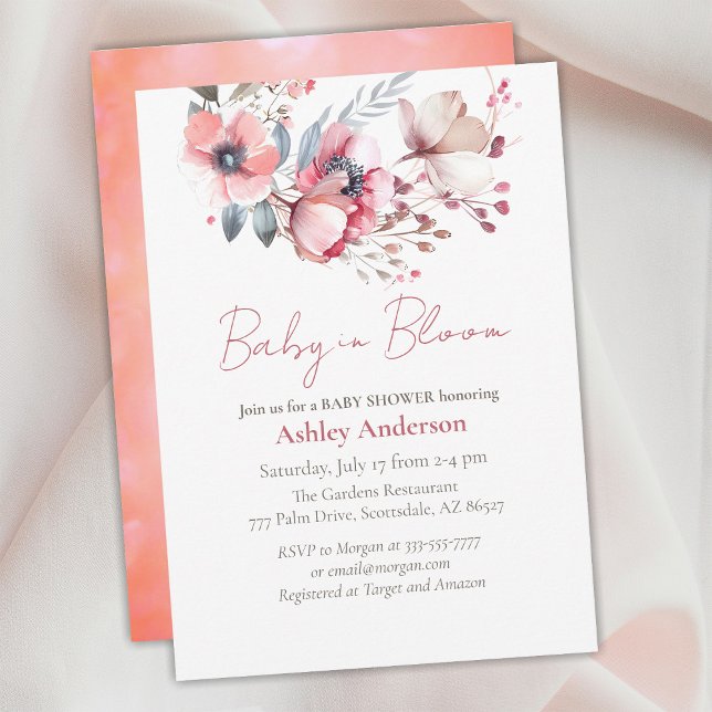 Baby i Bloom, Blommor, Baby Shower för flickor ell Inbjudningar (Skapare uppladdad)