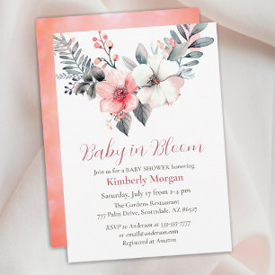 Baby i Bloom, Blommor, Boy eller Girl Baby Shower Inbjudningar