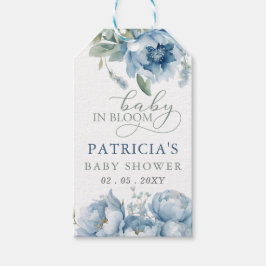 Baby i Bloom Blue Blommigt Boy Shower Presentetikett