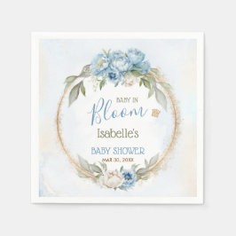 Baby i Bloom Blue Blommigt Elegant Boy Shower Pappersservett