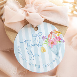 Baby i Bloom Blue Whimsical Tnank du Gåvor Etiketter