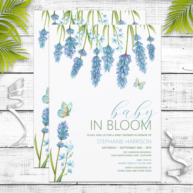 Baby i Bloom Blue Wildblomme Baby Shower Inbjudningar (Skapare uppladdad)